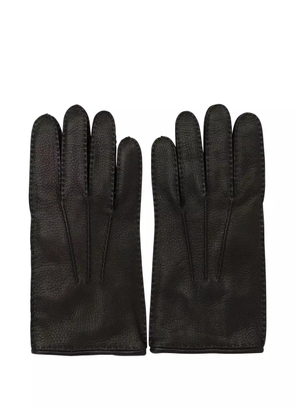 Restelli button leather gloves - Black
