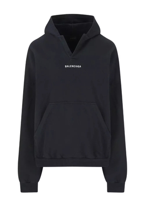 Balenciaga logo-detail cotton hoodie - Black