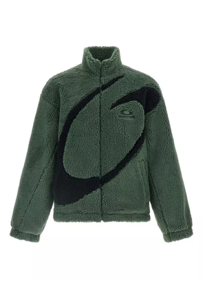 Balenciaga logo-embroidered sherpa jacket - Green