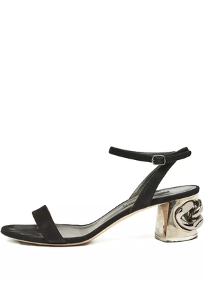 Casadei Vintage leather heeled sandals - Black
