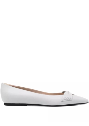 Nº21 bow-detail pointed-toe ballet flats - White