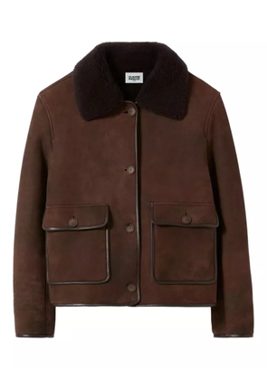 Claudie Pierlot shearling-collar suede jacket - Brown
