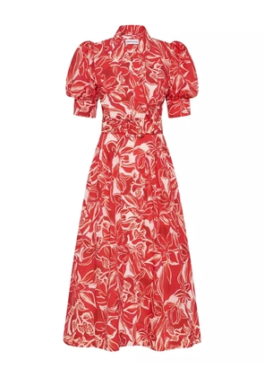 Rebecca Vallance Alloure puff-sleeve floral midi dress - Red