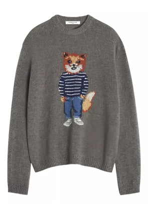 Maison Kitsuné fox graphic crewneck sweater - Grey