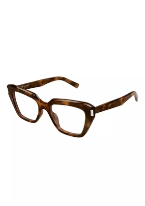 Saint Laurent Eyewear geometric glasses - Brown