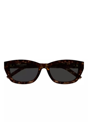 Saint Laurent Eyewear cat-eye logo sunglasses - Brown