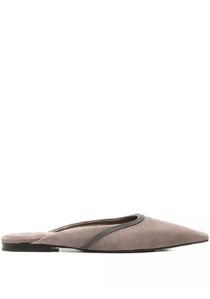 Brunello Cucinelli Monili-chain suede mules - Brown