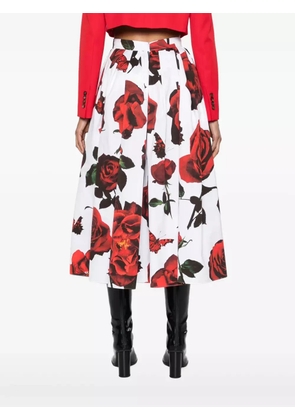 Alexander McQueen Tudor Rose-print cotton skirt - White