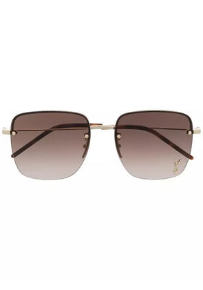 Saint Laurent Eyewear logo-plaque tinted sunglasses - Brown