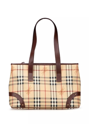 Burberry Pre-Owned 2018-2025 Haymarket Check Coated Canvas Studded tote bag - Brown