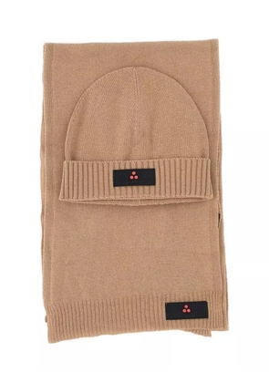 Peuterey ribbed logo scarf - Neutrals