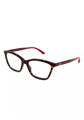 Gucci Eyewear stripe-arms glasses - Brown