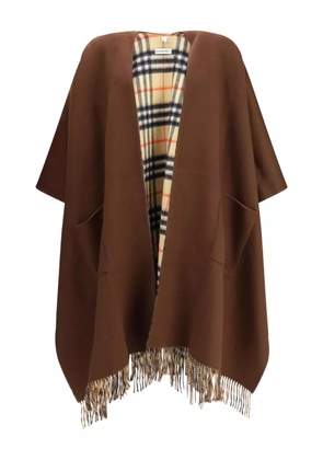 Burberry embroidered fringed cape - Brown