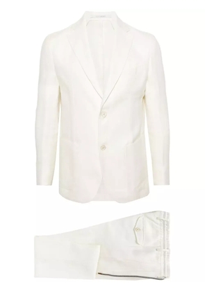 Eleventy single-breasted linen blend suit - White