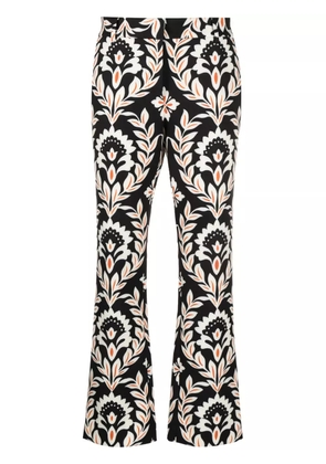 La DoubleJ floral-print cropped trousers - Black