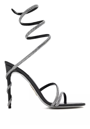 René Caovilla 105mm spiral-strap rhinestone-embellished sandals - Black