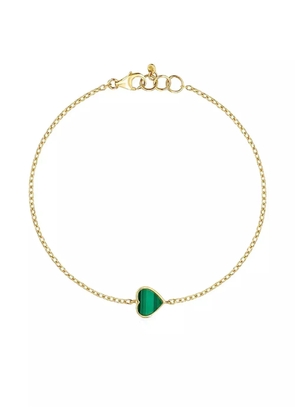 TOUS 14K yellow gold malachite heart-charm bracelet