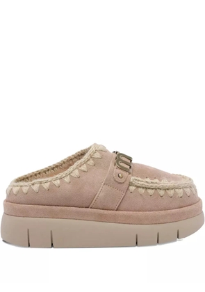 Mou logo-plaque platform mules - Neutrals