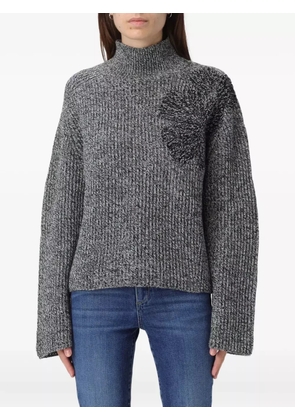 LIU JO flower-appliqué sweater - Grey