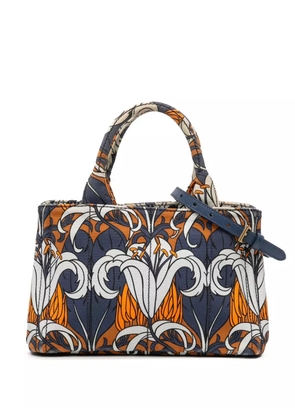 Prada Pre-Owned 2013-2025 Small Floral Printed Canvas Canapa satchel - Blue
