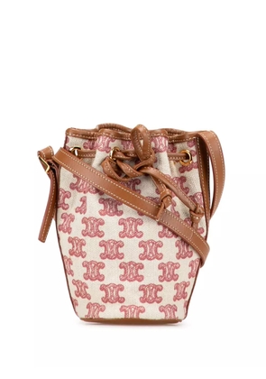 Celine Pre-Owned 2020 Micro Triomphe Embroidered Canvas Drawstring bucket bag - Brown