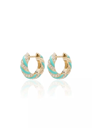 Yvonne Léon 9kt yellow gold diamond and enamel hoop earrings