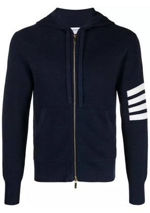 Thom Browne 4-Bar stripe waffle-knit hoodie - Blue