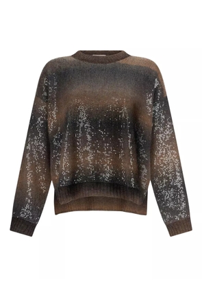 LIU JO sequin-embroidered crew neck jumper - Brown