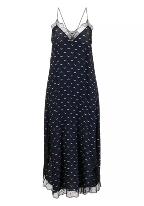 Zadig&Voltaire lace-trim silk midi dress - Blue