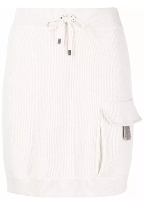 Brunello Cucinelli ribbed-knit drawstring skirt - Neutrals