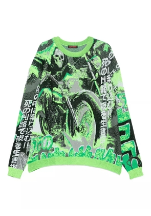 LỰU ĐẠN Grim Reaper jacquard sweater - Green
