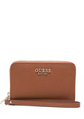 GUESS USA logo-plaque zip wallet - Brown