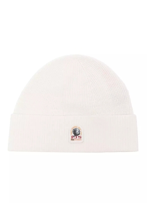 Parajumpers logo-patch ribbed-knit beanie - White