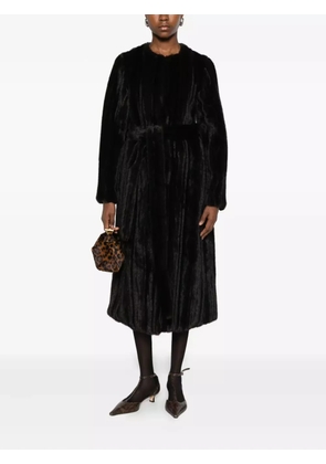 THELAURENT belted faux fur coat - Black