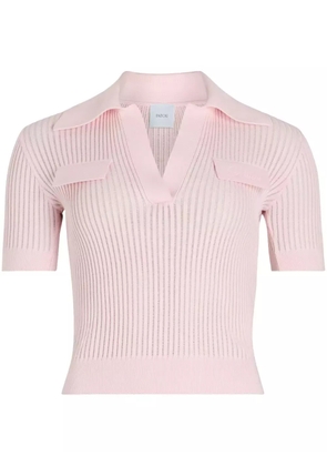 Patou ribbed knit polo top - Pink