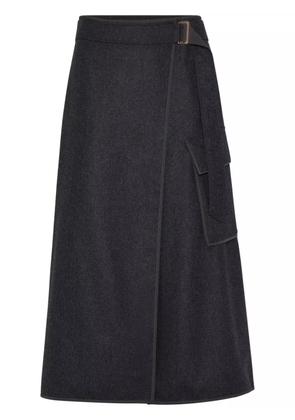 Brunello Cucinelli wrap-design midi skirt - Black