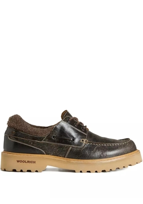 Woolrich leather lace-up boat shoes - Brown
