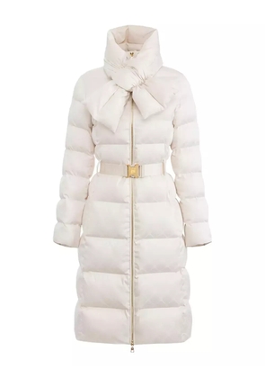 Elisabetta Franchi jacquard scarf-collar down coat - Neutrals