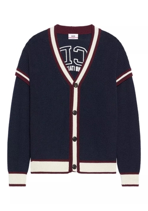 GCDS striped-detail buttoned cardigan - Blue