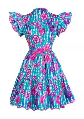 Celia B ruffled floral Baba Voyager short dress - Blue