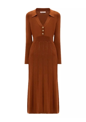 TWINSET button ribbed midi dress - Brown