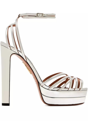 Aquazzura 130mm platform-sole caged leather sandals - Grey