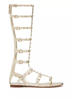Valentino Garavani Rockstud metallic gladiator sandals - Neutrals