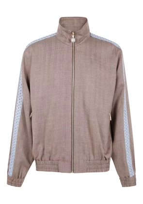 Drôle De Monsieur embroidered herringbone jacket - Brown