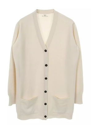 Hermès Pre-Owned buttoned patch-pocket cashmere cardigan - White