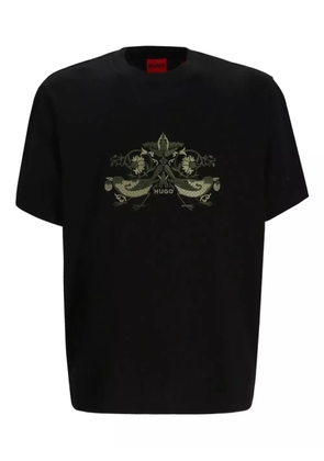 HUGO logo-embroidered cotton T-shirt - Black