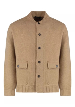 slowear flap-pocket ribbed cardigan - Neutrals