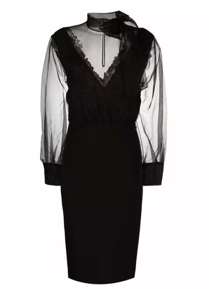 Valentino Garavani pussy-bow sheer dress - Black