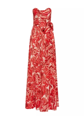 Rebecca Vallance strapless floral-print maxi day dress - Red