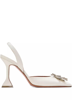 Amina Muaddi 95mm crystal-embellished slingback pumps - White
